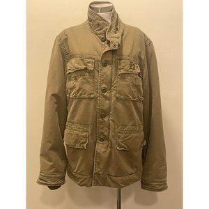 HOLLISTER 22 Jacket sz. M Beige Sherpa‎ Lined Canvas Barn Chore Military Coat